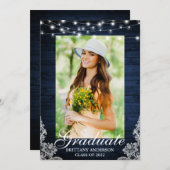 ブルーウッドレースライト写真卒業 案内状 (正面/裏面)