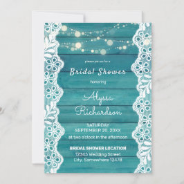 ブルーウッドレース&ストリングライトブライダルシャワー 招待状