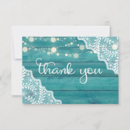 ブルーウッドレース&ストリングライト サンキューカード