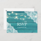 ブルーウッドレース&ストリングラ結婚イト付き食事 出欠カード (正面/裏面)