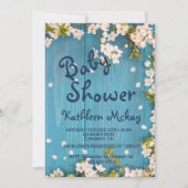 ブルーウッド素朴さくらんぼブロッサム春ベビーシャワー 招待状 (正面)