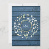 ブルーウッド素朴の緑が結婚入った糸 招待状 (裏面)