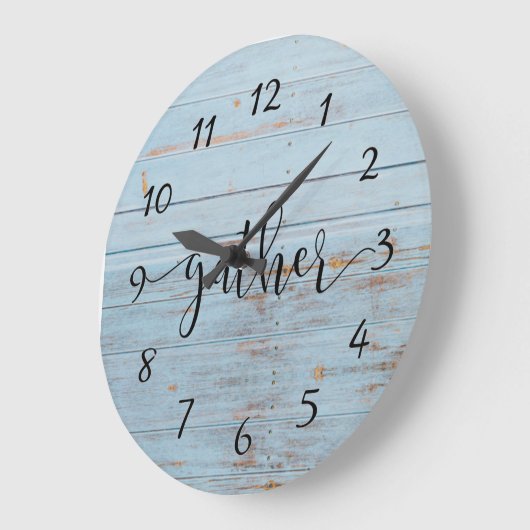 ブルーウッド素朴ギャザーファームハウスヴィンテージ ラージ壁時計 (傾斜)