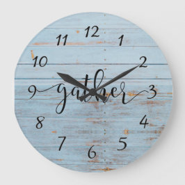 ブルーウッド素朴ギャザーファームハウスヴィンテージ ラージ壁時計