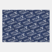 ブルーウッド素朴クリスマスフロスト ラッピングペーパーシート (正面3)