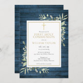 ブルーウッド素朴グリーン第1聖餐式 招待状 (正面/裏面)