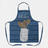 ブルーウッド素朴ジャーのスプーンファミリーキッチン エプロン (正面)