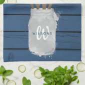 ブルーウッド素朴ジャーのスプーンファミリーキッチン キッチンタオル (折り畳み)