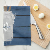 ブルーウッド素朴ジャーのスプーンファミリーキッチン キッチンタオル (四つ折り)