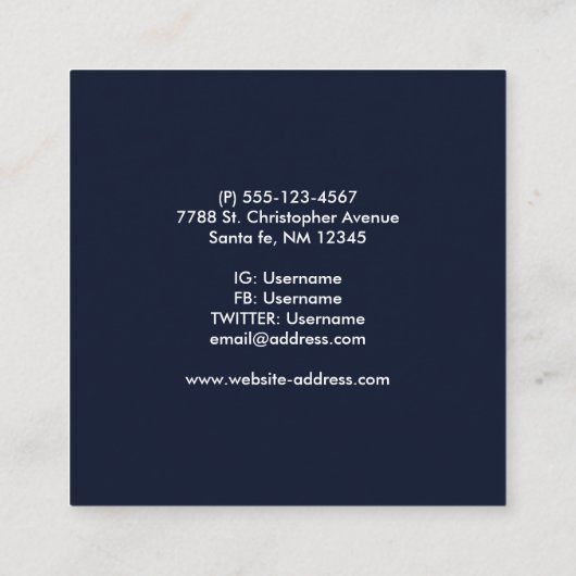 ブルーウッド素朴トナディアカントリークリスマス スクエア名刺 (裏面)