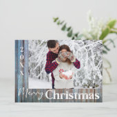 ブルーウッド素朴フォトメリークリスマスカード 招待状 (スタンド正面)