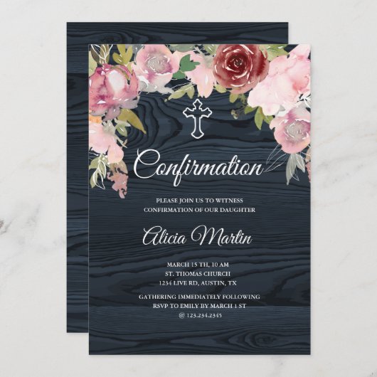 ブルーウッド素朴フローラ確認招待状 招待状 (正面/裏面)