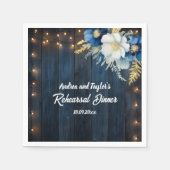 ブルーウッド素朴ホワイトフローラリハーサルディナー スタンダードカクテルナプキン (正面)