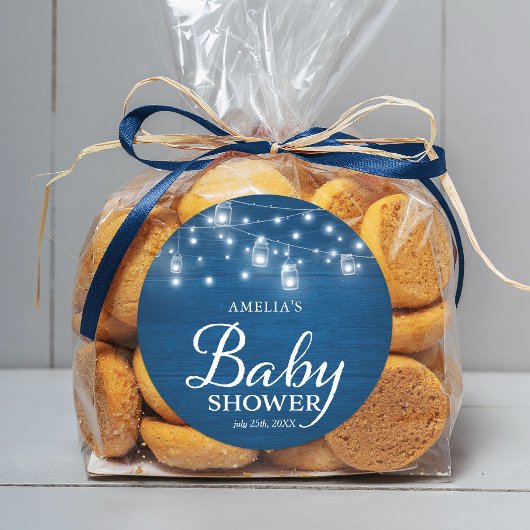 ブルーウッド素朴メイソンジャースライトベビーシャワー ラウンドシール