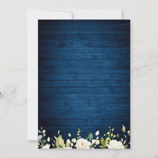 ブルーウッド&ホワイトローズランタンウォーターカラー結婚ズ 招待状 (裏面)