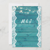 ブルーウッド＆レース＆ストリングライトのウェディング 招待状 (裏面)