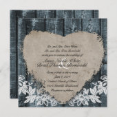 ブルーウッ初期のドハート結婚式招待状 招待状 (正面/裏面)