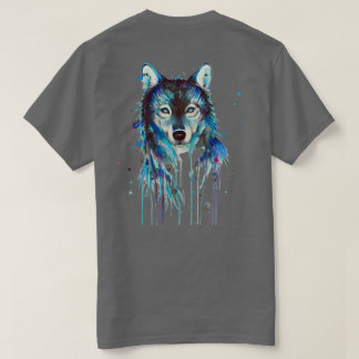 ブルーウルフの水彩画デザインTシャツ Tシャツ