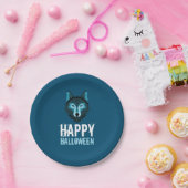 ブルーウルフハッピーハローウィン ペーパープレート (パーティー)