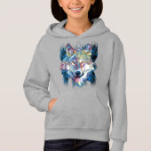 ブルーウルフフード付きスウェットシャツ |ウルフカラフルヘッズフード付きスウェットシャツ (正面)