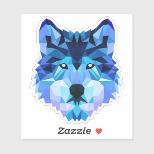 ブルーウルフヘッド低ポリゴン–00000 シール (シート)