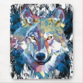 ブルーウルフマウスパッドウルフカラフルポリゴン マウスパッド (正面)