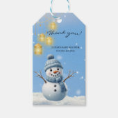 ブルーウーエレガントター雪だるまベビーお洒落シャワー ギフトタグ (正面)