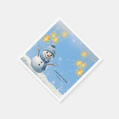 ブルーウーエレガントター雪だるまベビーお洒落シャワー スタンダードカクテルナプキン (角)