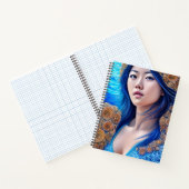 ブルーウーマンポートレート抽象芸術ファンタジーアート ノートブック (内部)