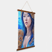 ブルーウーマンポートレート抽象芸術ファンタジーアート 吊り下げ型タペストリー (傾斜あり)