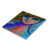 ブルーウーマン抽象芸術デジ絵画タル タイル (側面)