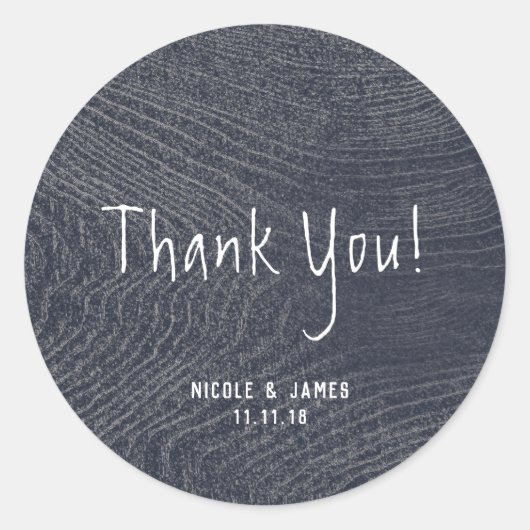 ブルーウ素朴ィードグミニマルレモダンン結婚ズ ラウンドシール (正面)