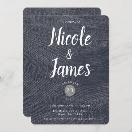 ブルーウ素朴ィードグミニマルレモダンン結婚ズ 招待状