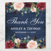 ブルーウ素朴ィードブルゴーニュフローラ結婚の感謝 ワインラベル (シングルラベル)