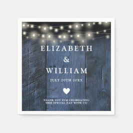 ブルーウ素朴ィードボーホーバーンストリングライツ結婚ズ スタンダードカクテルナプキン