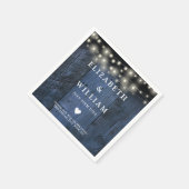 ブルーウ素朴ィードボーホーバーンストリングライツ結婚ズ スタンダードカクテルナプキン (角)