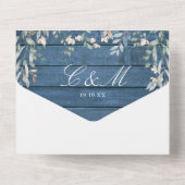 ブルーウ素朴ッドフローラ緑化カスケード結婚ズA オールインワン招待状 (裏面)