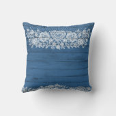 ブルーウ素朴ッド&ホワイトレースファームハレースのようウハウスシック クッション (裏面)