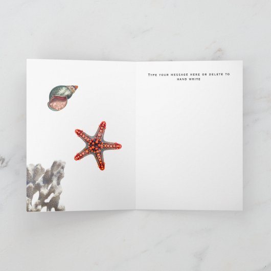 ブルーウ素朴航海のィードバーラップスターフィッシュ誕生日 カード (内部)