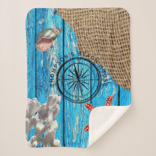 ブルーウ素朴航海のィードラップ シェルパブランケット (正面)