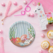 ブルーウ航海のォーターカラーシーシェルビーチ結婚式 ペーパープレート (パーティー)