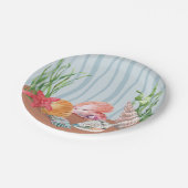 ブルーウ航海のォーターカラーシーシェルビーチ結婚式 ペーパープレート (アングル)