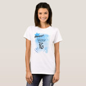 ブルーエアブラシで描かれたクラウン付きSweet 16 Tシャツ (正面フル)