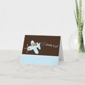 ブルーエアプレーンベイビーシャワーの感謝を伝えるカード サンキューカード (正面)