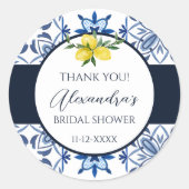 ブルーエイタリアンロレモンブライダルシャワーありがとう ラウンドシール (正面)