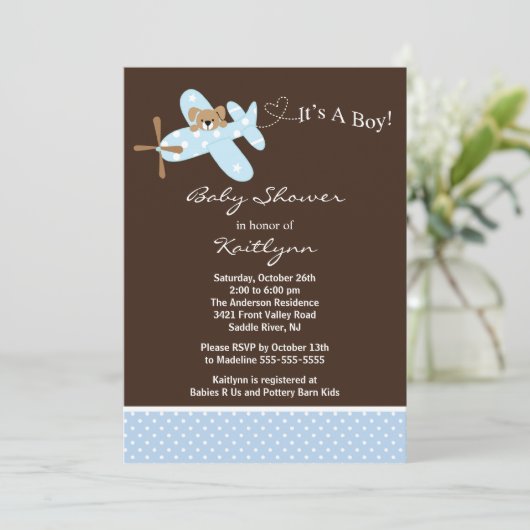 ブルーエイプライトボーイベビーシャワー招待状 招待状 (スタンド正面)