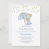 ブルーエイプリルシャワーが5花赤ちゃんシャワーをもたらす 招待状 (正面)