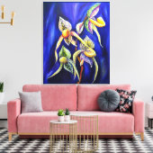 ブルーエキゾチック熱帯蘭レディースリッパ キャンバスプリント (インサイチュ (リビング))