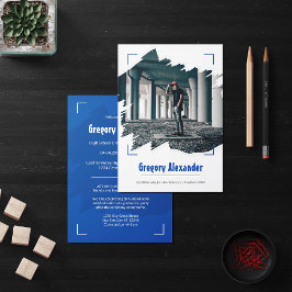 ブルーエギー抽象芸術ブラシストローク写真卒業 招待状