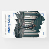 ブルーエギー抽象芸術ブラシストローク写真卒業 横断幕 (横)